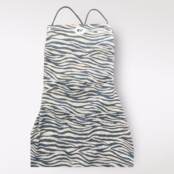 J.O.A. Dress Women’s Small Blue White Zebra Print Lace‎ Up Back Mini - Picture 4 of 5